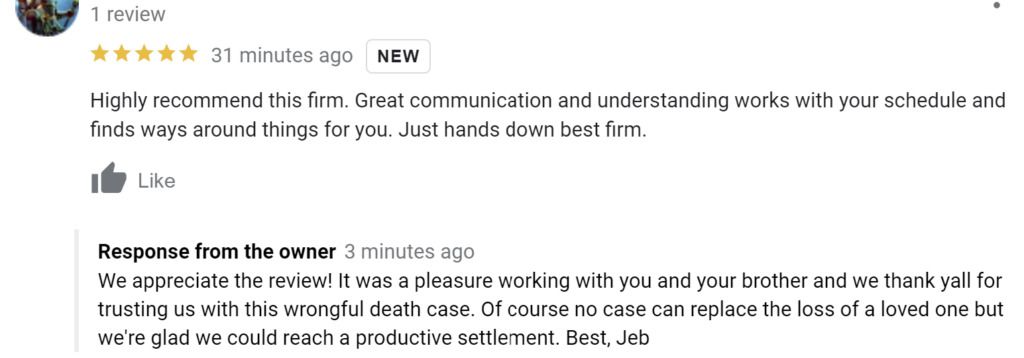 Client Google Review