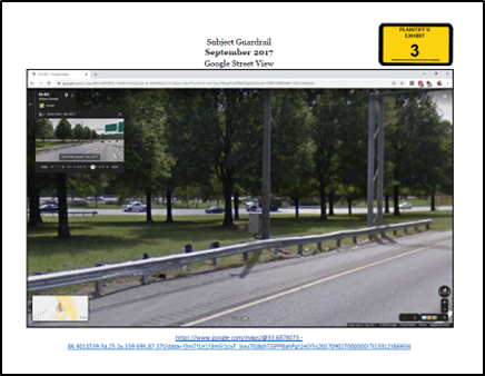Google Street View of Defective Guardrail in i-85 Accident - Exhibit 3